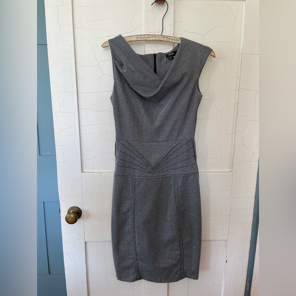 XOXO Gray Sleeveless Cowl Neck Sheath Midi Dress